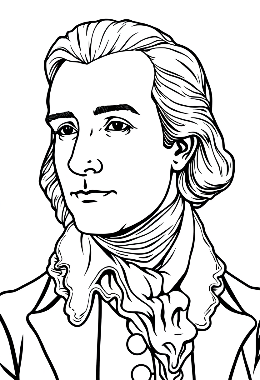 Alexander Hamilton Portrait coloring page, free printable