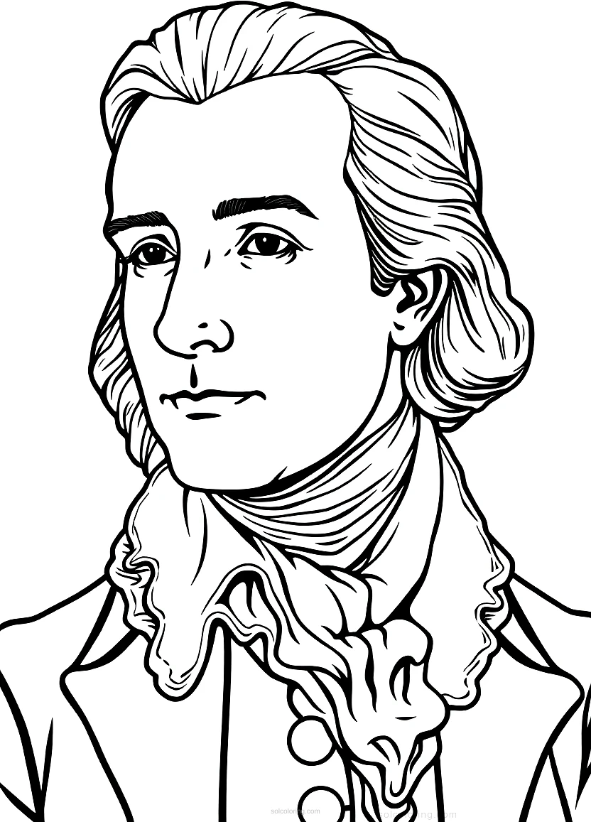 Alexander Hamilton Portrait coloring page for kids