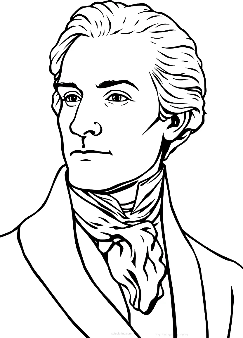 Alexander Hamilton Portrait coloring page for kids