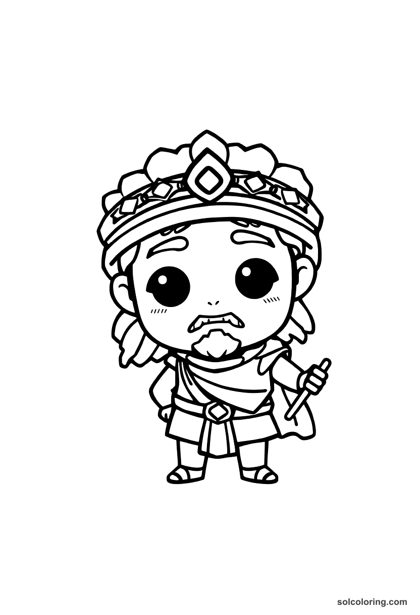 Chibi Alexander the Great in Egypt coloring page, free printable chibi style