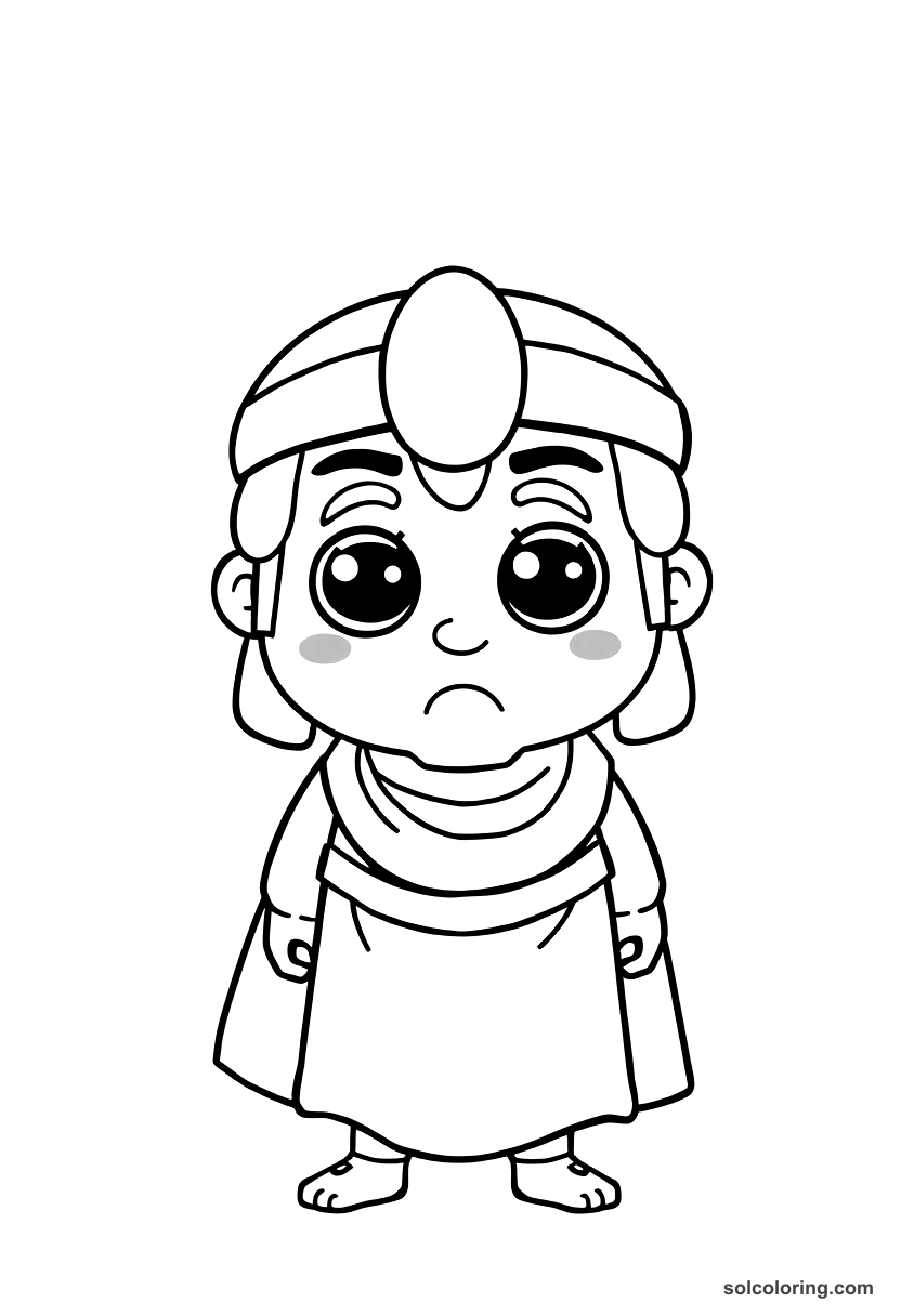 Cute Cartoon Alexander the Great in Egypt coloring page, free printable cute cartoon style