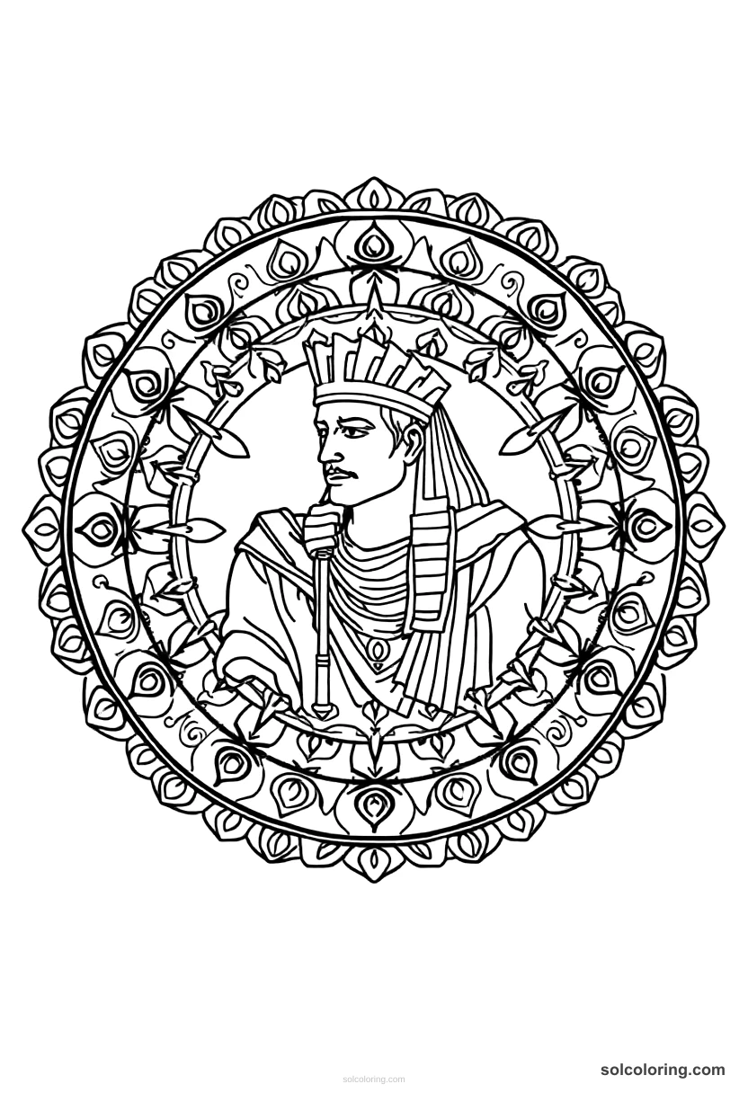 Mandala Alexander the Great in Egypt mandala coloring page for kids