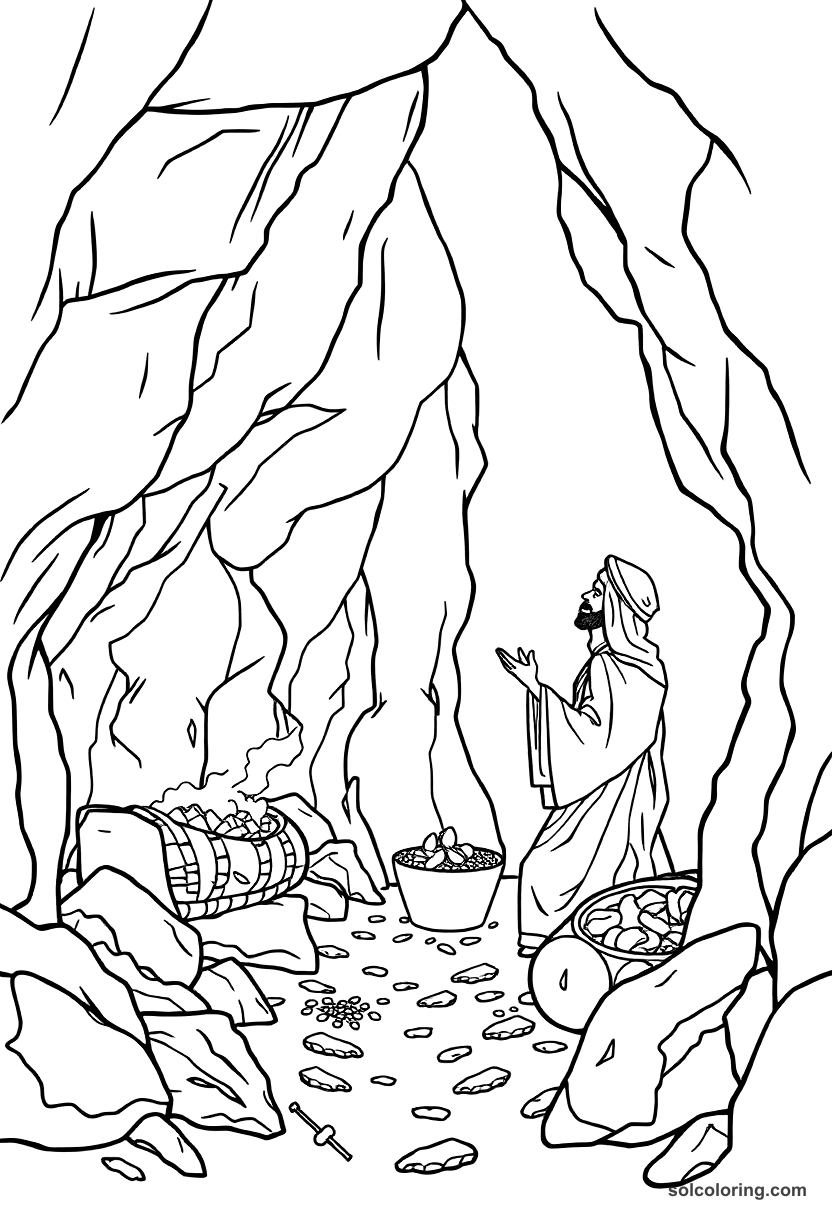 Ali Baba Discovering The Cave Of Treasure coloring pages