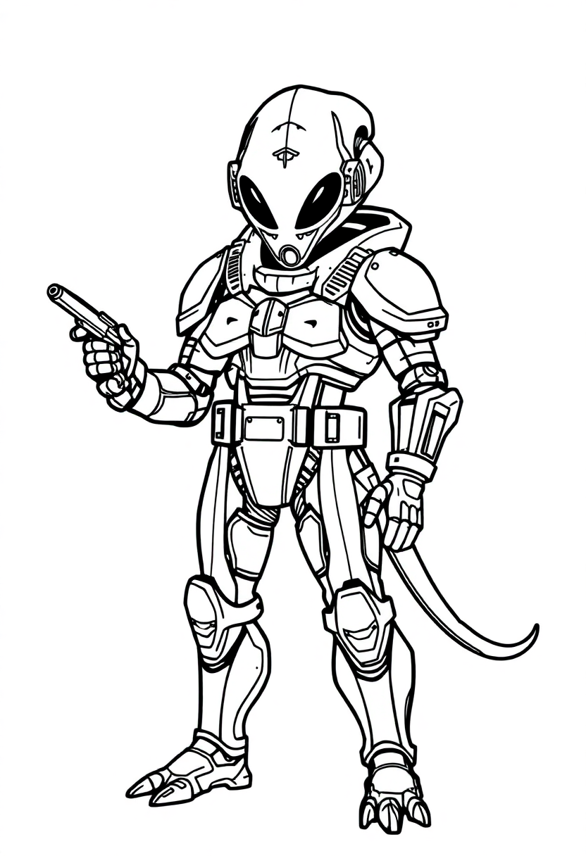 Alien Commander in Armor coloring page, free printable
