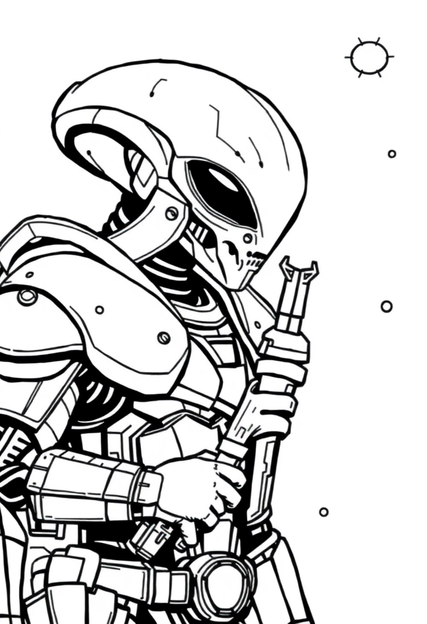 Alien Commander in Armor coloring page, free printable