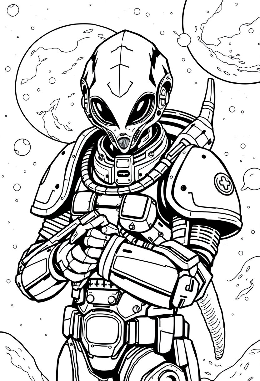 Alien Commander in Armor coloring page, free printable
