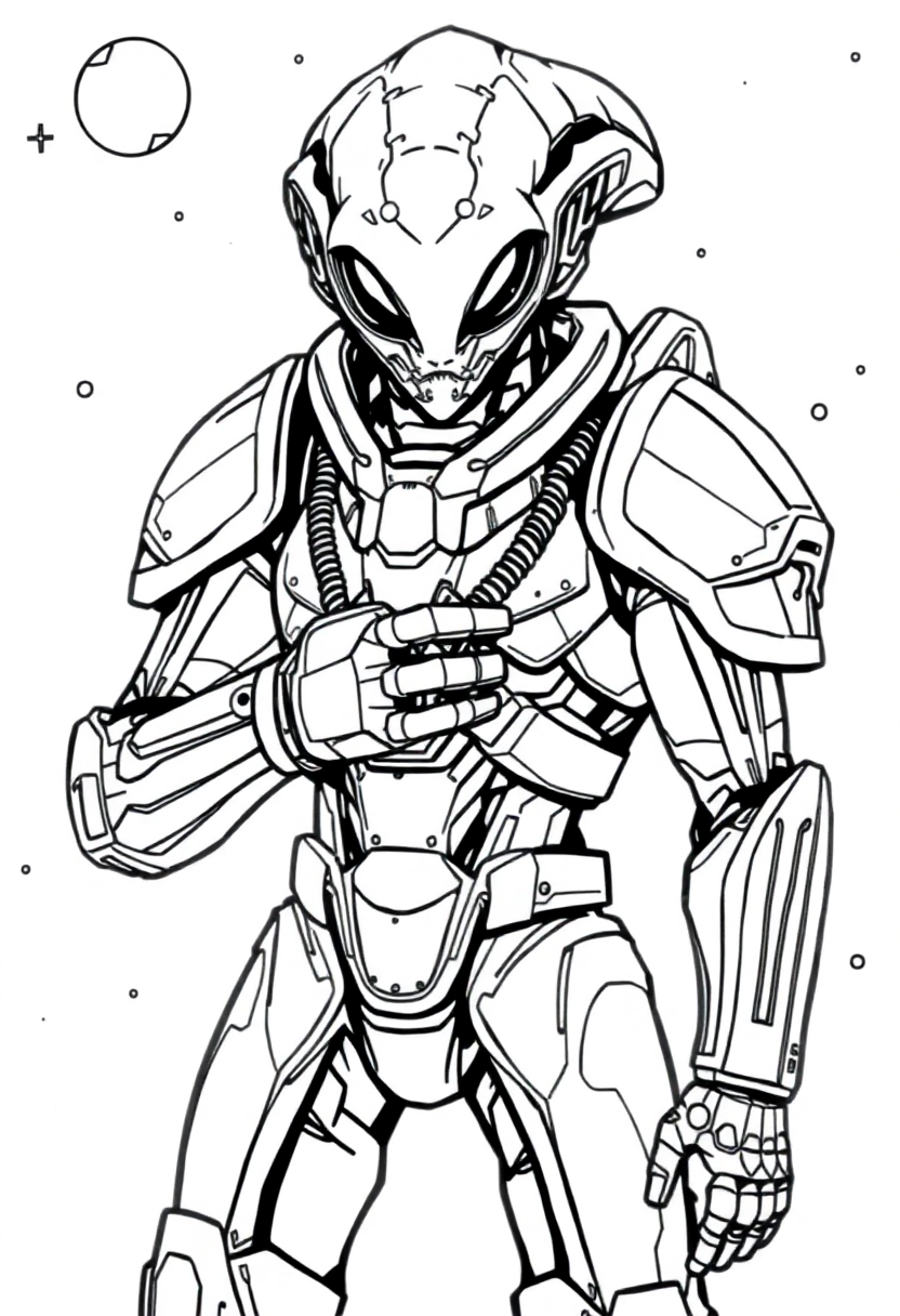 Alien Commander In Armor coloring pages