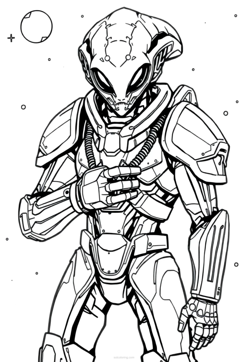 Alien Commander In Armor coloring pages