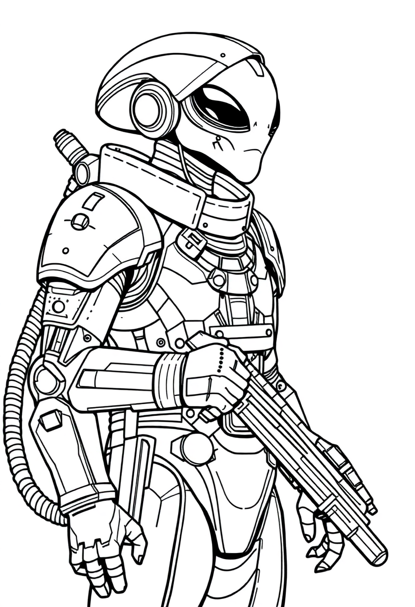 Alien Commander in Armor coloring page, free printable