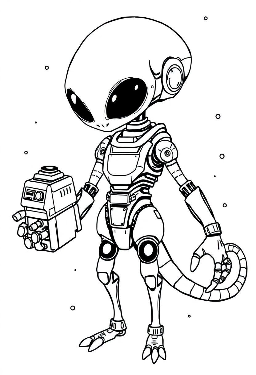 Alien Robot Companion coloring page, free printable