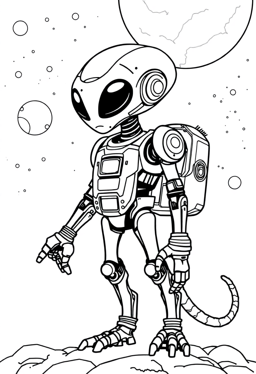 Alien Robot Companion coloring pages