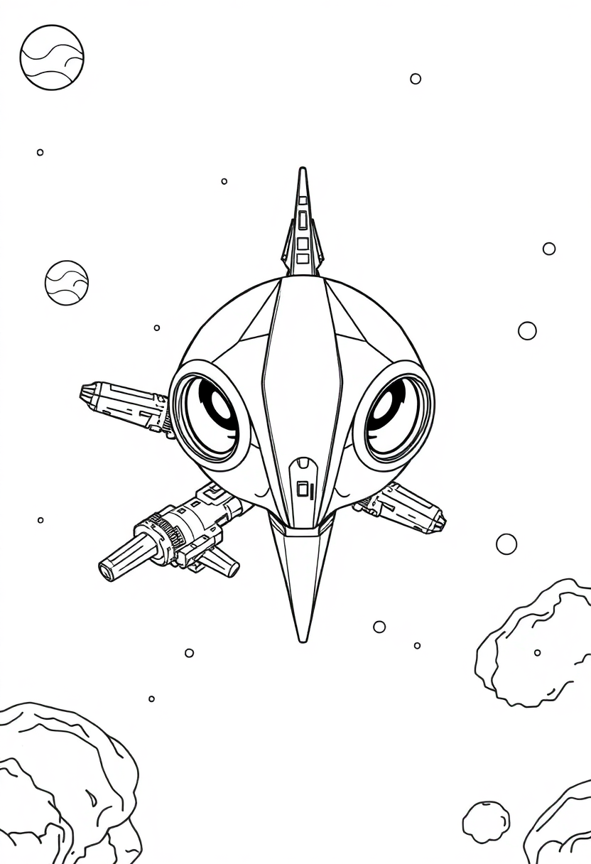 Alien Space Station coloring page, free printable