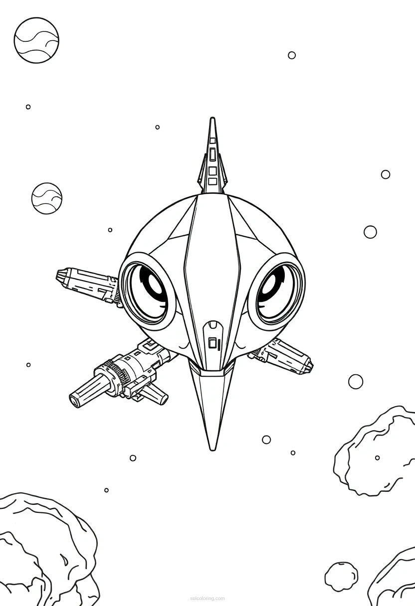 Alien Space Station coloring page for kids