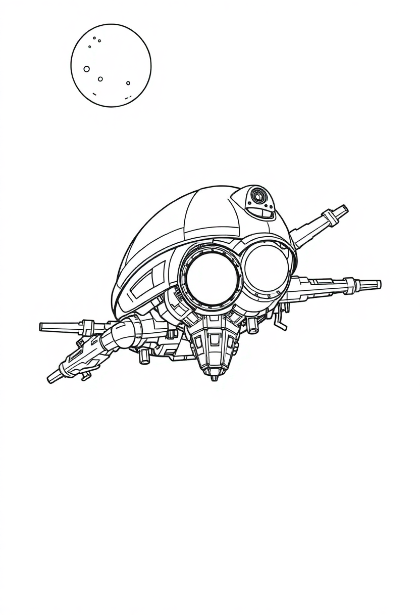 Alien Space Station coloring page, free printable