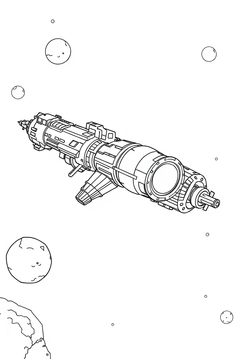Alien Space Station coloring page, free printable