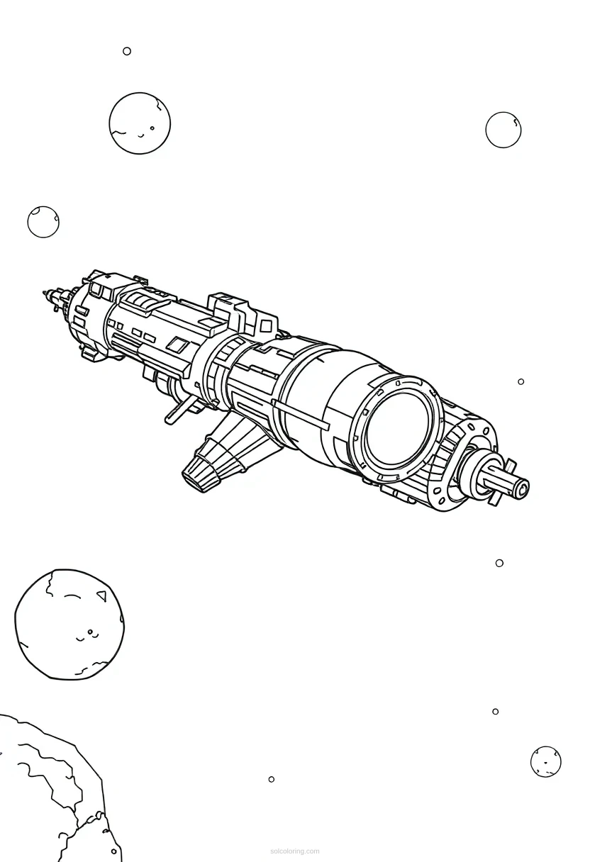 Alien Space Station coloring page for kids