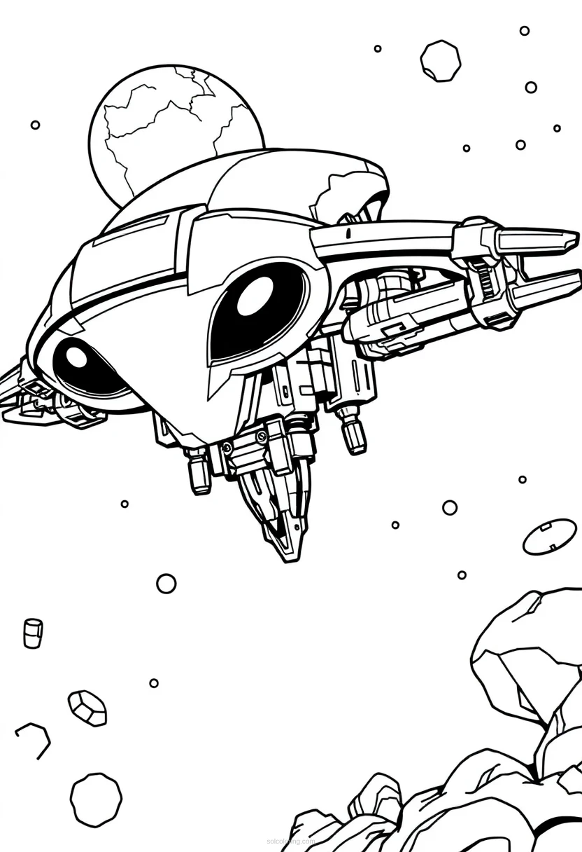 Alien Space Station coloring page for kids