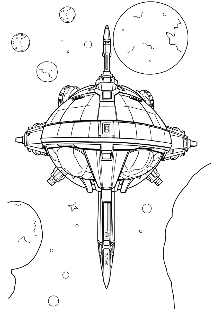 Alien Space Station coloring page, free printable