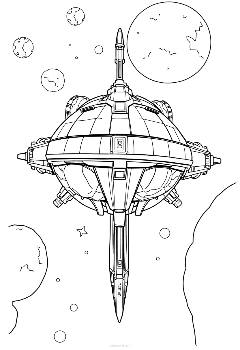 Alien Space Station coloring page for kids