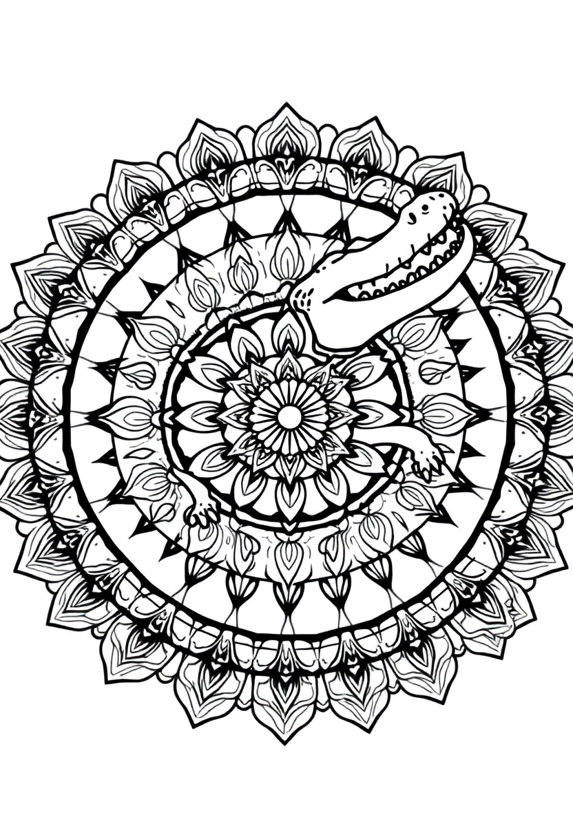 Alligator coloring page, free printable