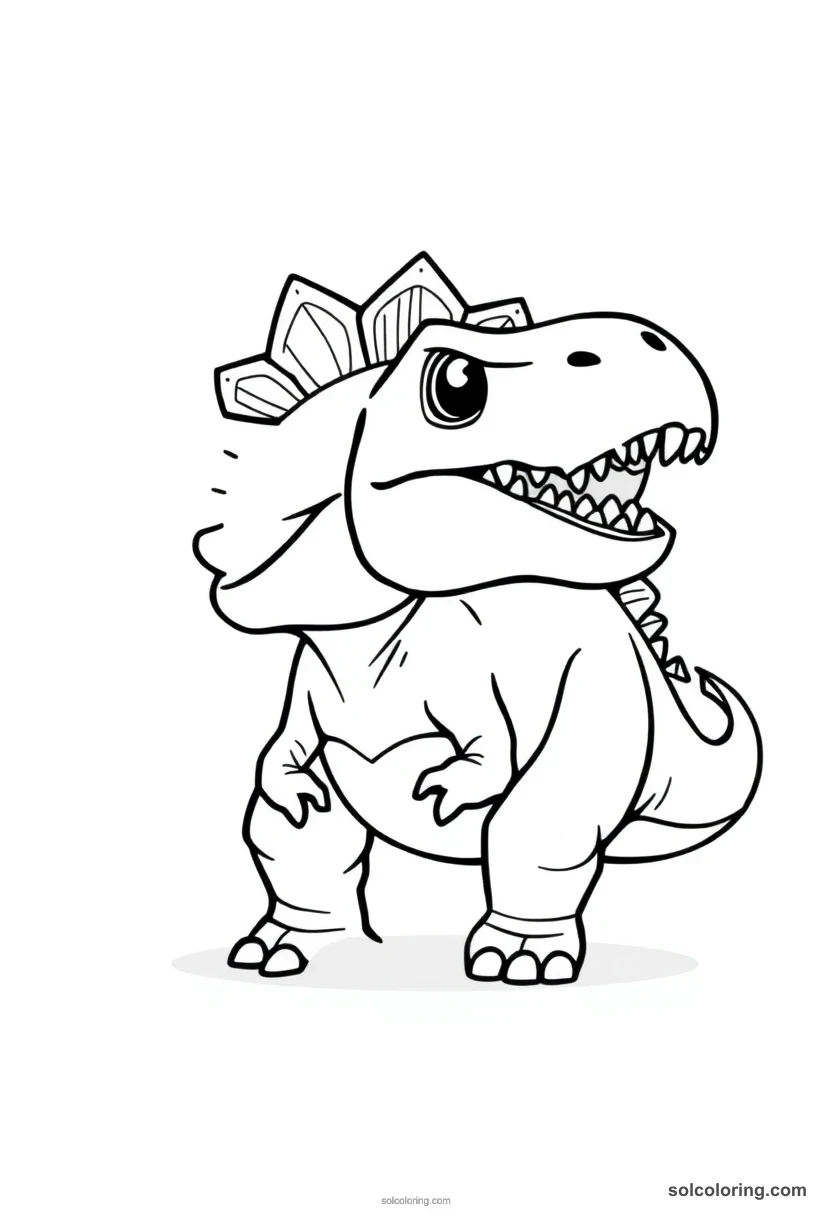 Chibi Allosaurus chibi coloring page for kids