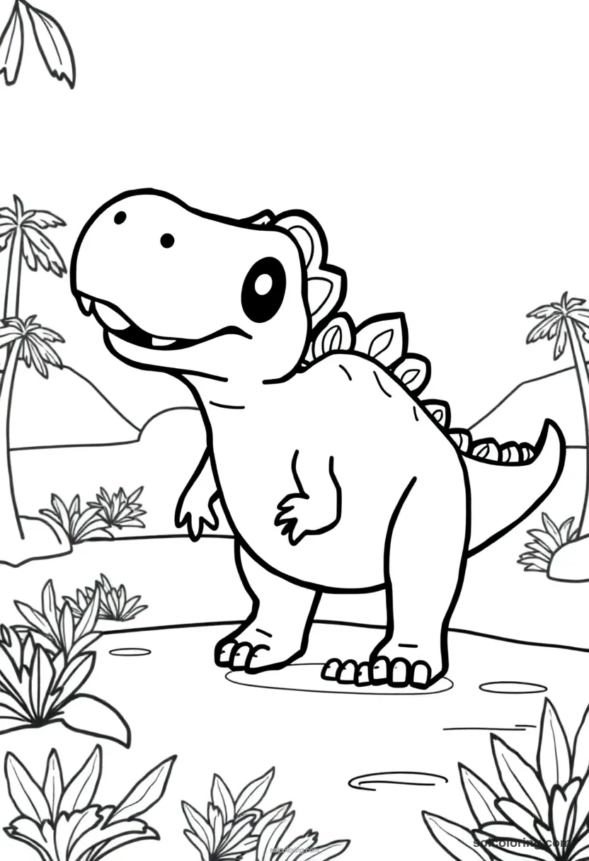 Cute Cartoon Allosaurus cute cartoon coloring page for kids