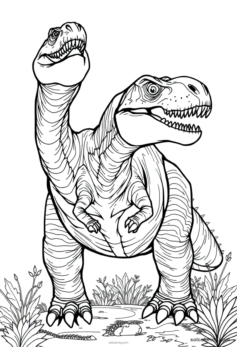 Allosaurus detailed coloring page for kids