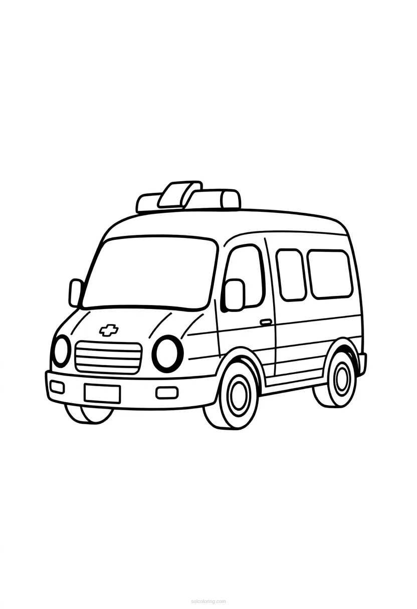 Ambulance Chibi coloring page for kids