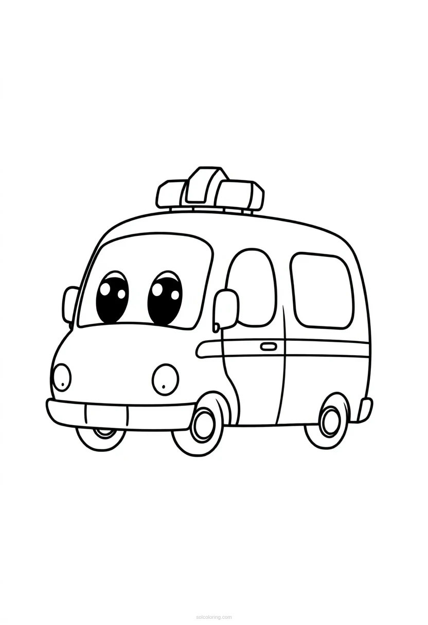 Ambulance Chibi coloring page for kids
