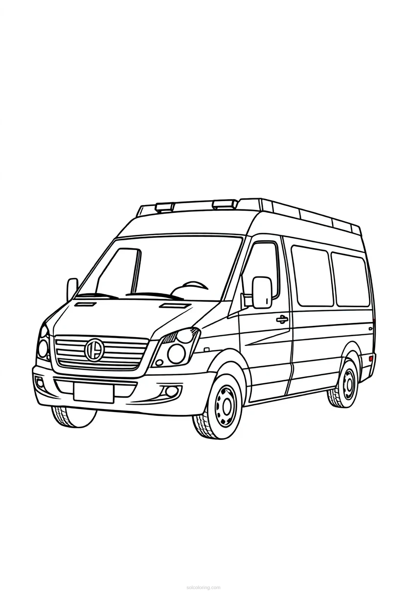 Ambulance Chibi coloring page for kids