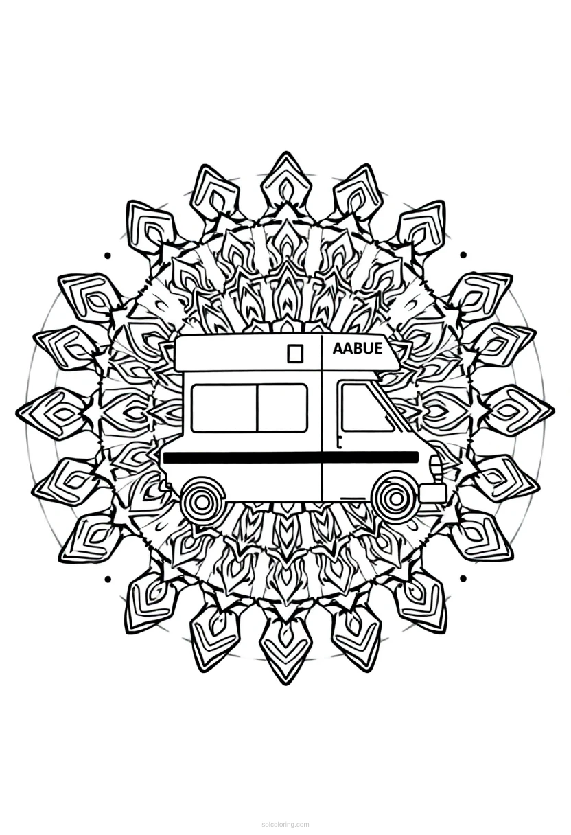 Ambulance Chibi coloring page for kids