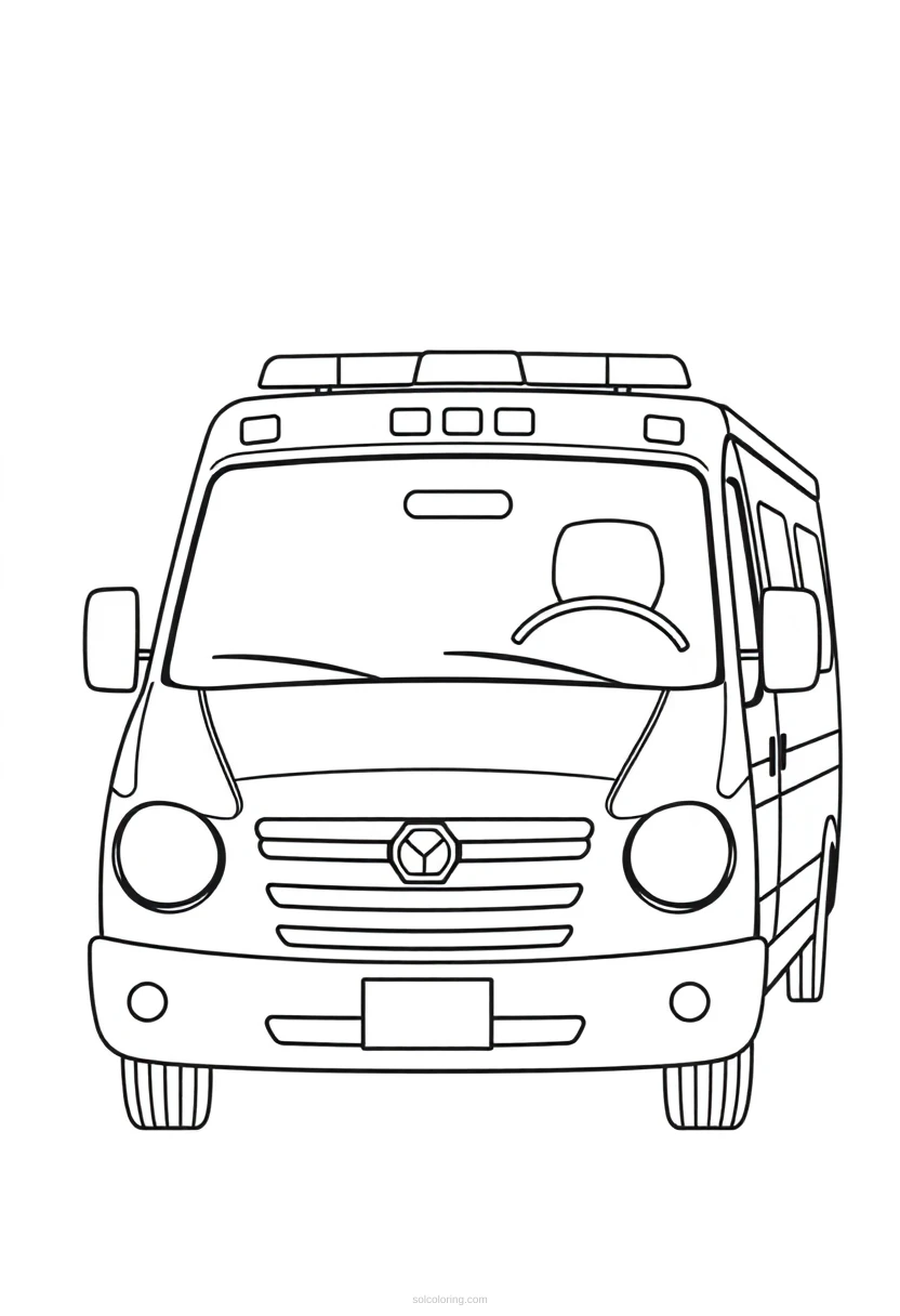 Ambulance Chibi coloring page for kids