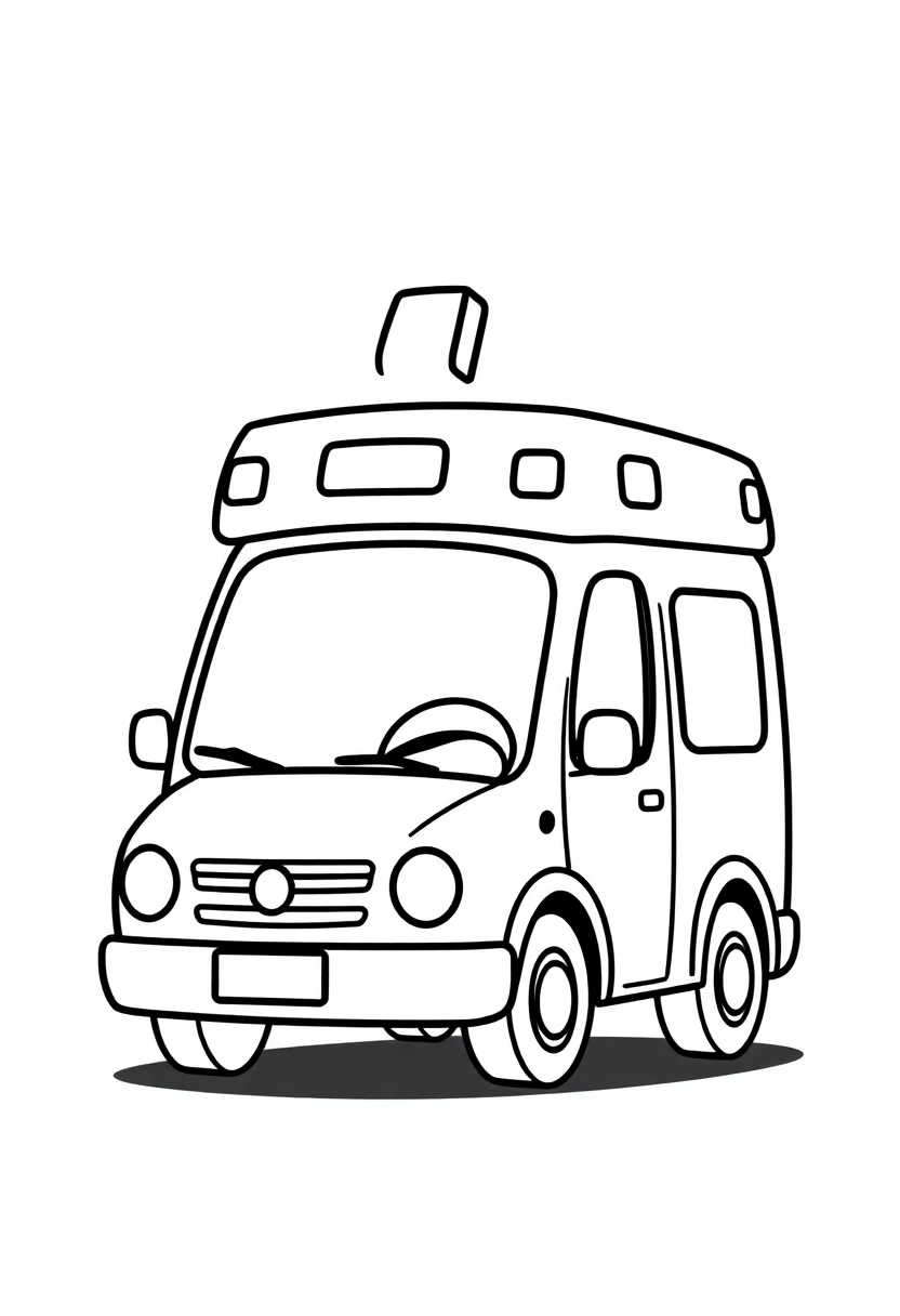 Ambulance coloring page, free printable