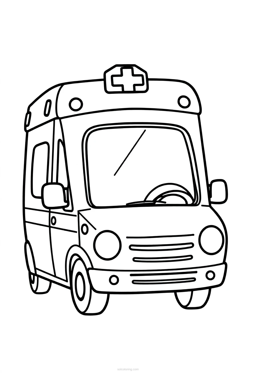 Ambulance coloring page for kids