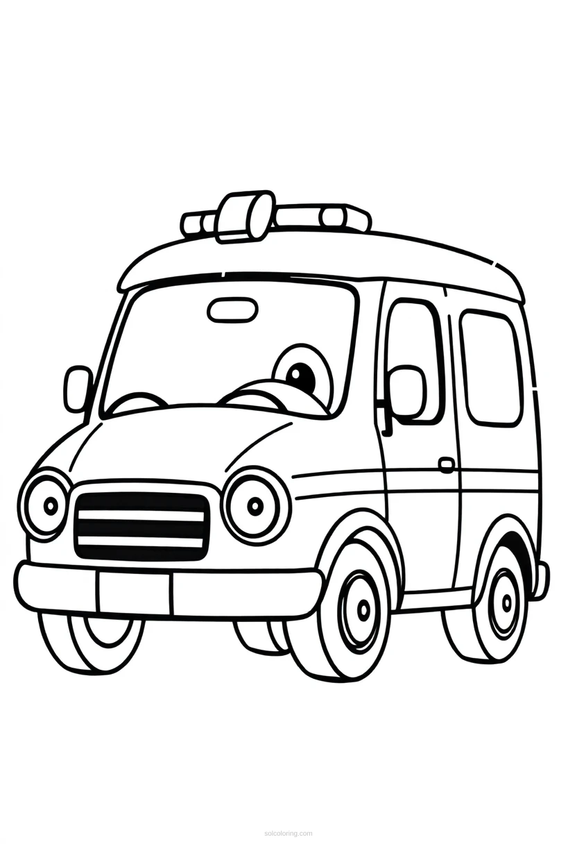 Ambulance coloring page for kids