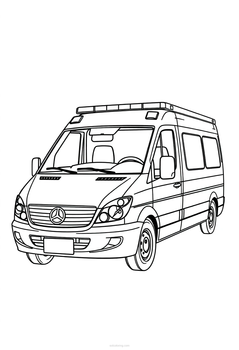 Ambulance coloring page for kids