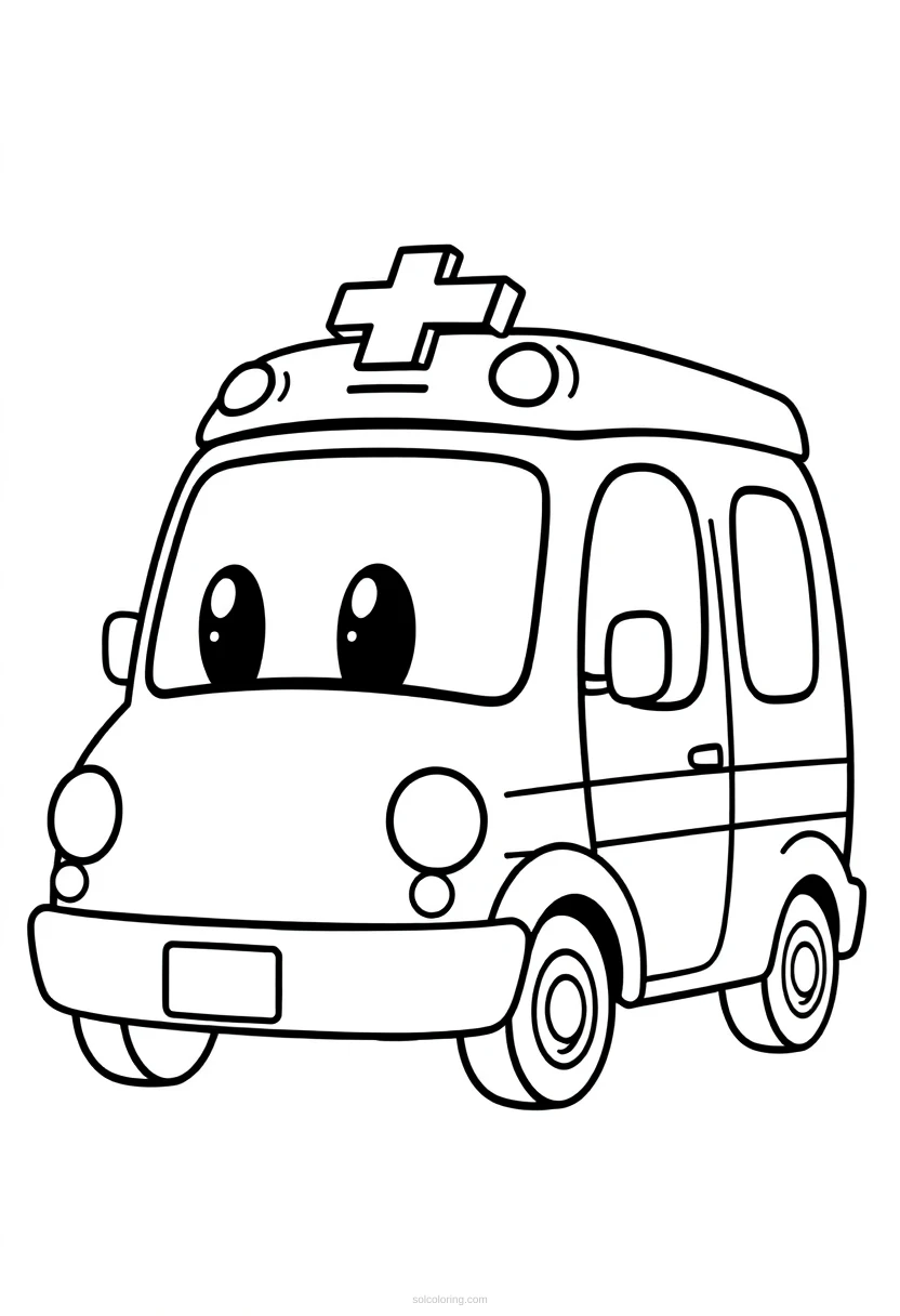 Ambulance coloring page for kids