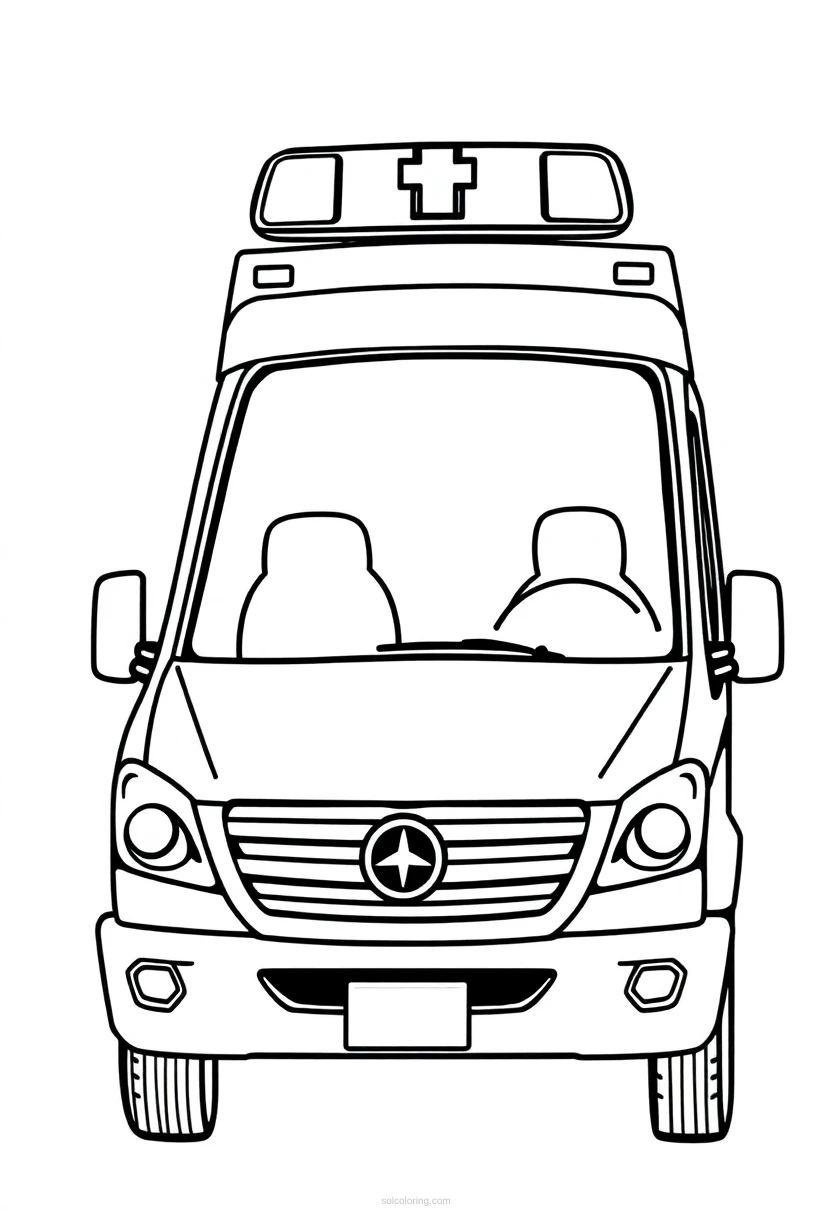 Ambulance coloring page for kids