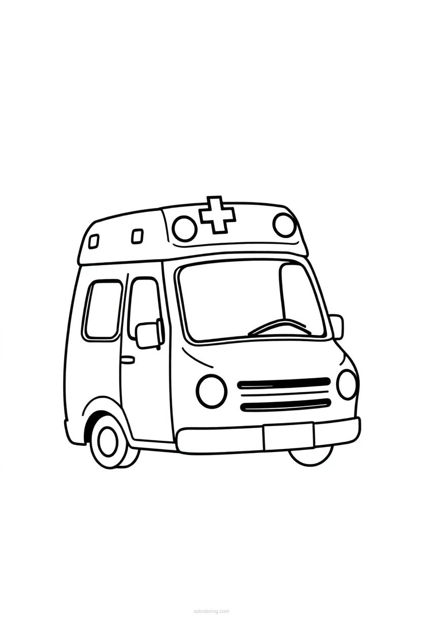 Ambulance coloring page for kids