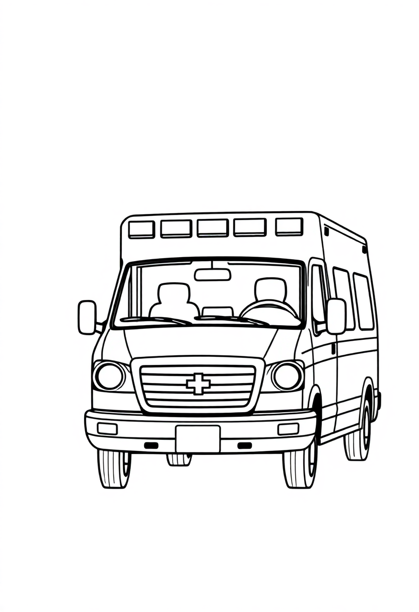 Ambulance coloring page, free printable