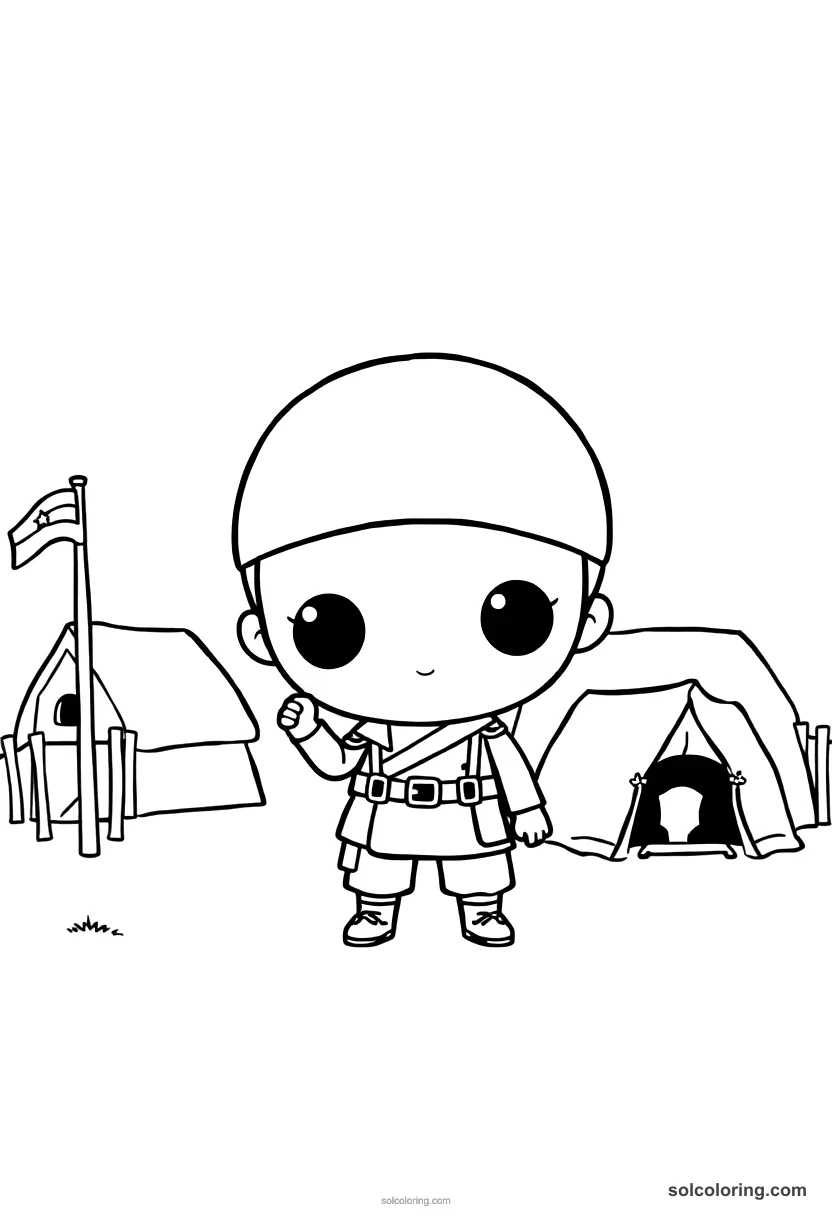 Chibi American Civil War Battlefield Camp chibi coloring page for kids