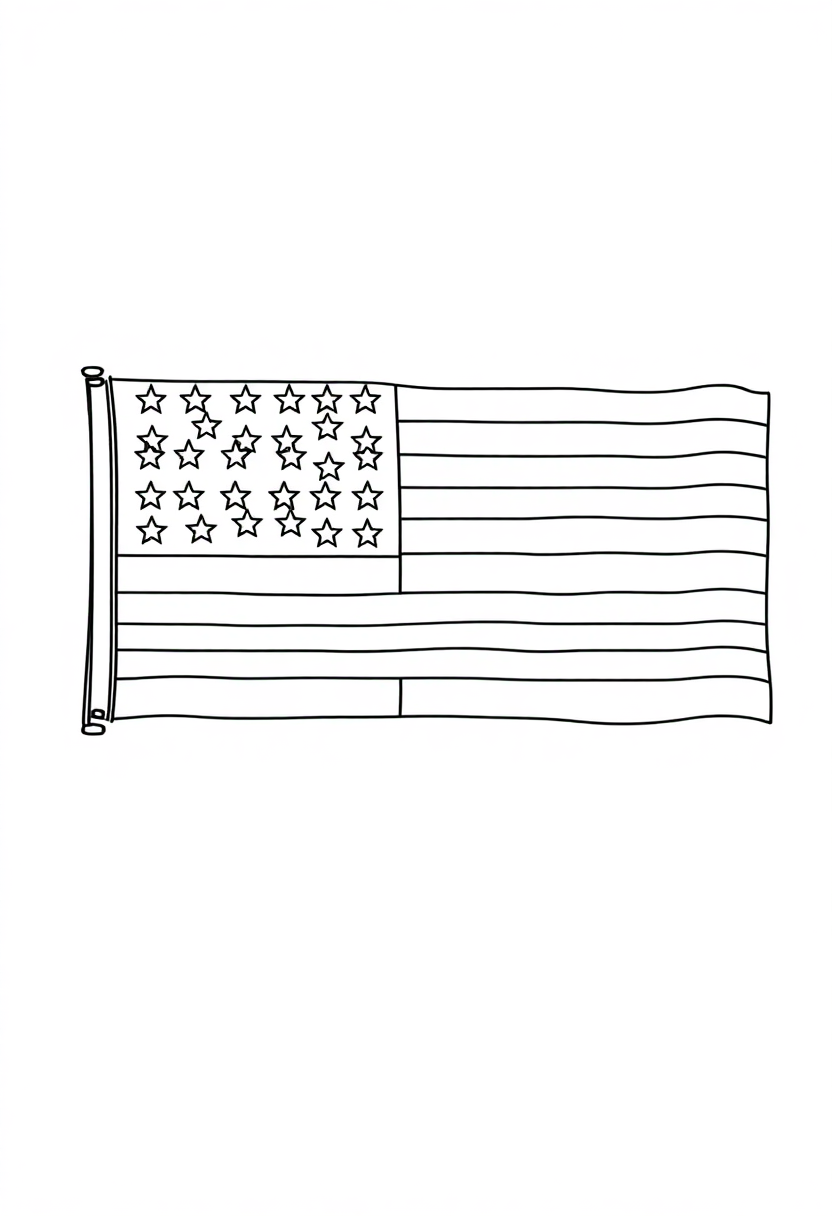 American Flag coloring page, free printable