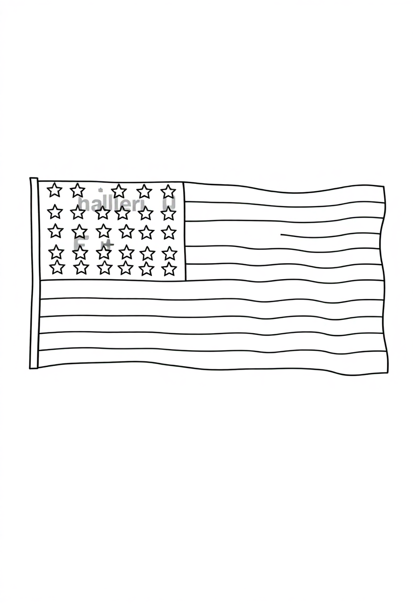 American Flag coloring page, free printable