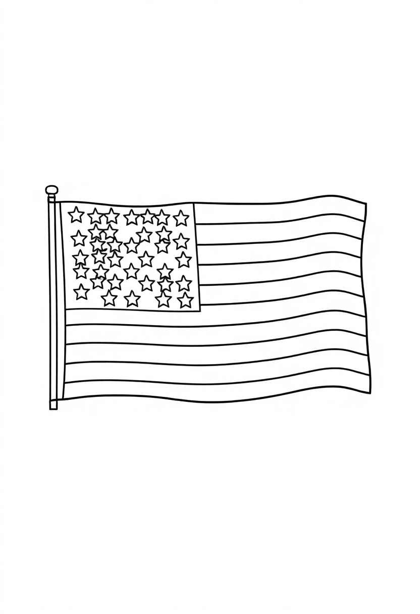 American Flag coloring page, free printable