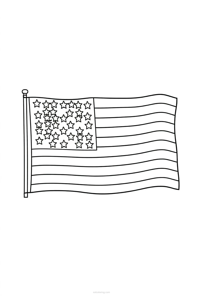 American Flag coloring page for kids