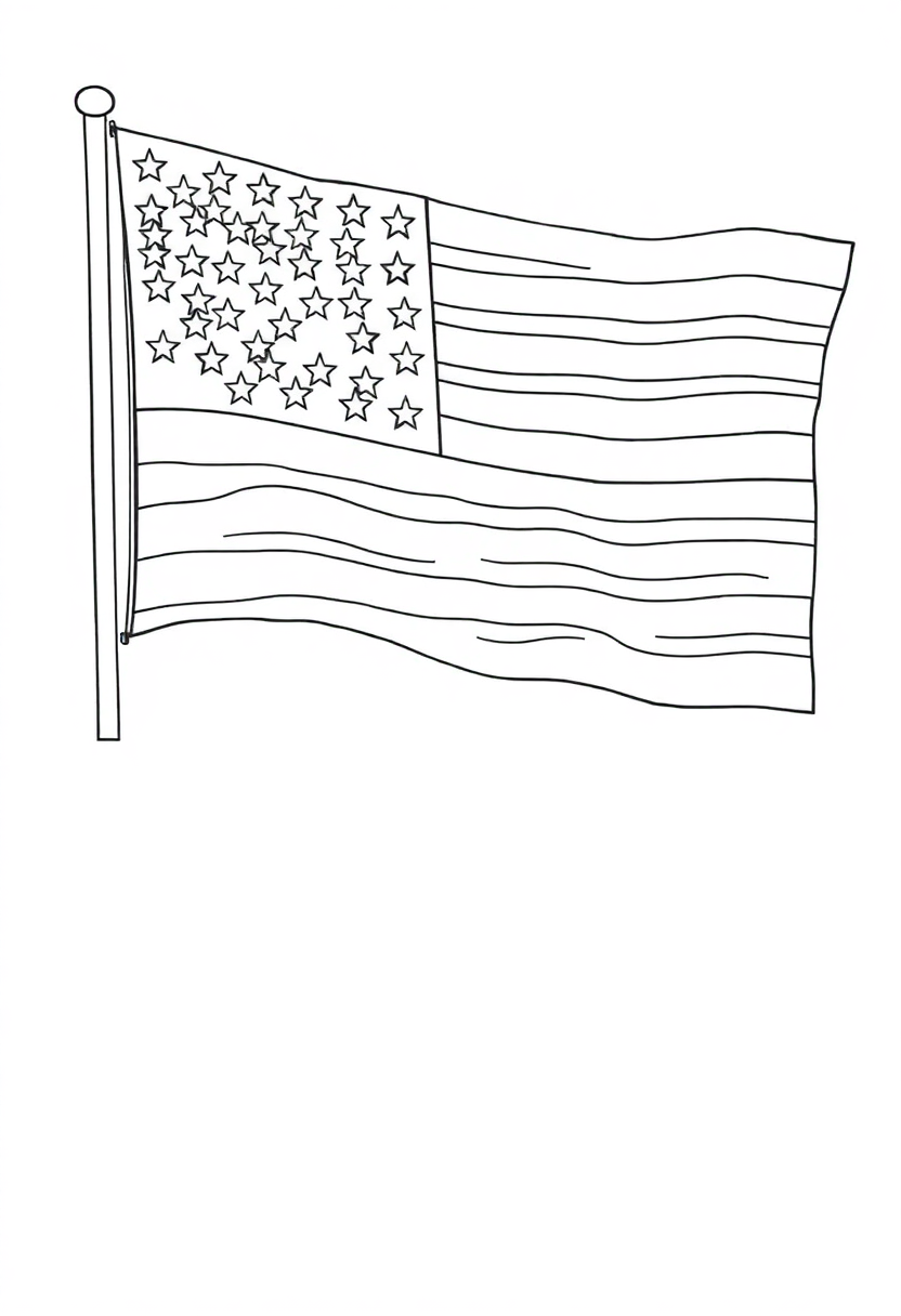 American Flag coloring page, free printable