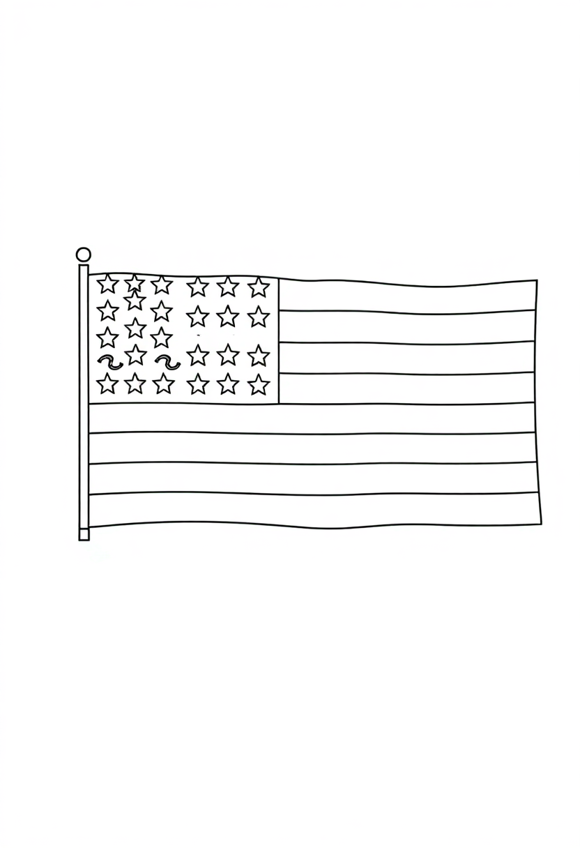 American Flag coloring page, free printable
