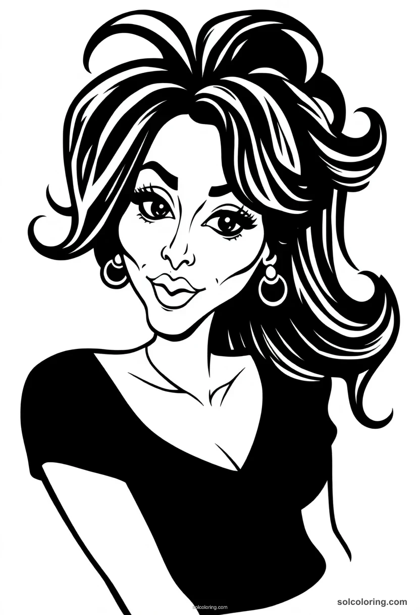 Caricature Amy Winehouse caricature coloring page for kids
