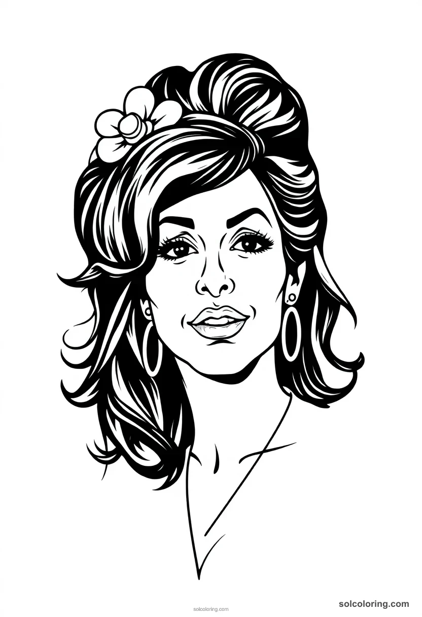 Illustrated Portrait Amy Winehouse illustrated portrait coloring page for kids