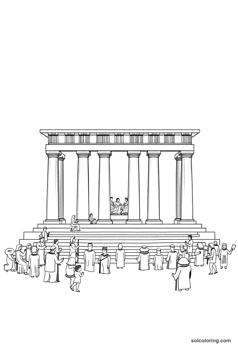 Simple Ancient Athenian Democracy Assembly coloring page, free printable simple style